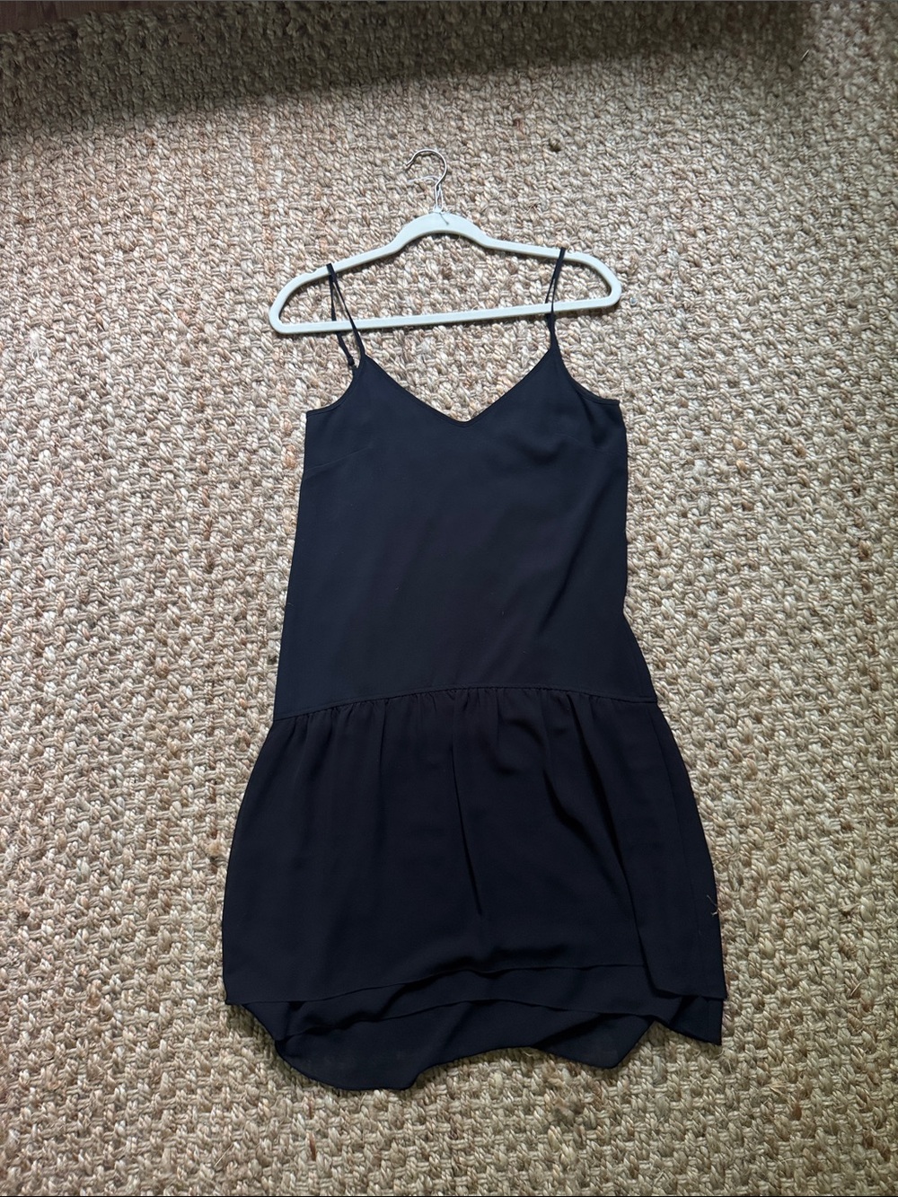 Tildon Black Spaghetti‑Strap Tiered Mini Dress